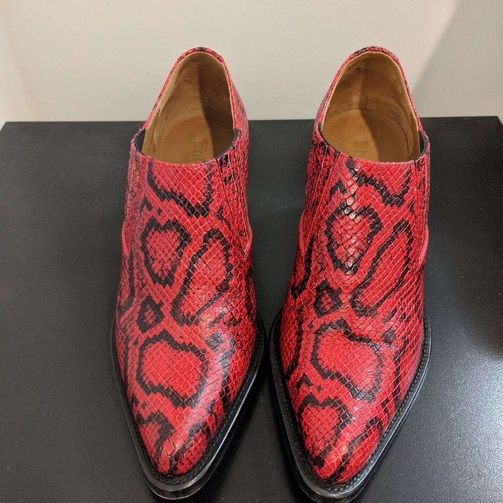 SOLD/ Chloe's booties, red python, 36EU